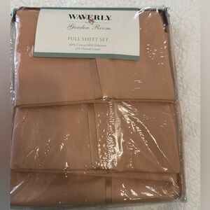 Vtg 90s Waverly Garden Room Full Size Sheet Set Solid Clay color nip